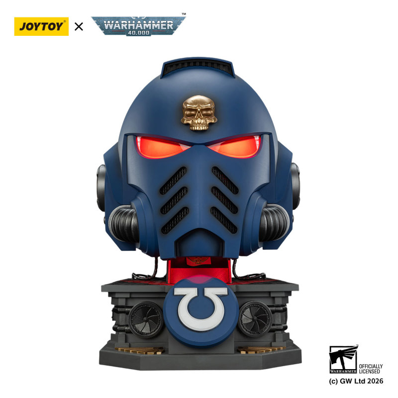 Ultramarines Captain MkX Helmet & Display Stand