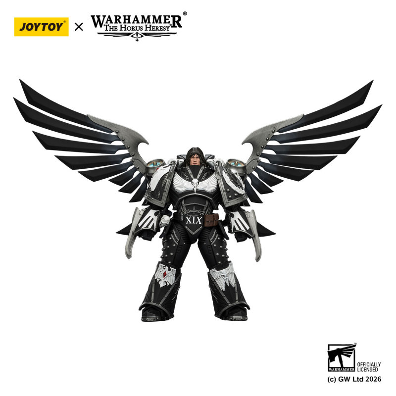 Raven Guard Corvus Corax,Primarch of the XIX Legion with artificer-crafted lightning talons,archaeotech pistols,and whip