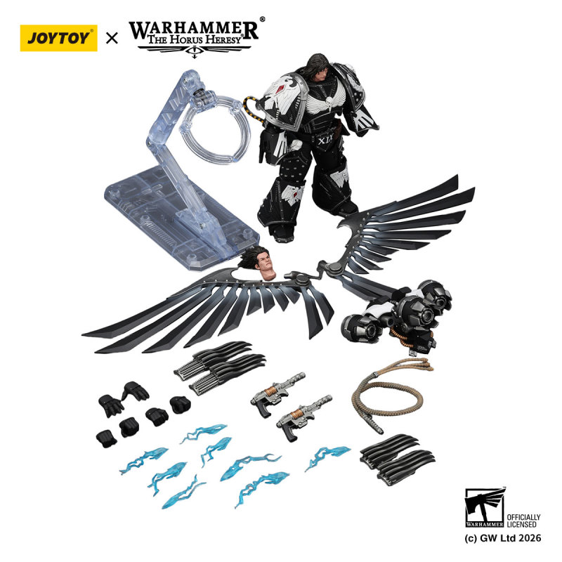 Raven Guard Corvus Corax,Primarch of the XIX Legion with artificer-crafted lightning talons,archaeotech pistols,and whip