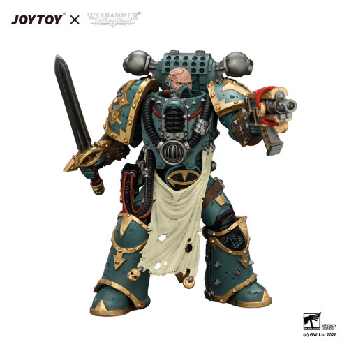 Sons of Horus Maloghurst the Twisted, the Warmaster's Equerry with Legion Standard and Banestrike Bolter