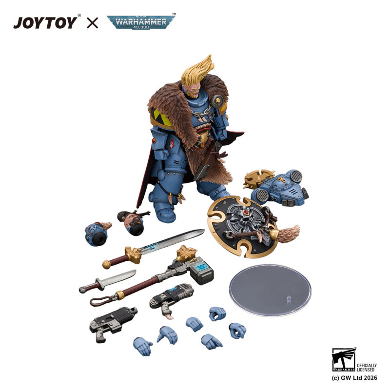 Space Wolves Wolf Guard Battle Leader with Master-crafted Power Weapon,Storm Shield,Thunder Hammer,Master-crafted Heavy Bolt Pistol,and Plasma Pistol