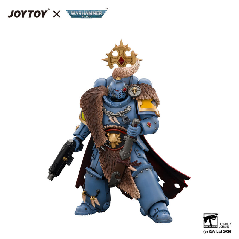 Space Wolves Wolf Guard Battle Leader with Master-crafted Power Weapon,Storm Shield,Thunder Hammer,Master-crafted Heavy Bolt Pistol,and Plasma Pistol